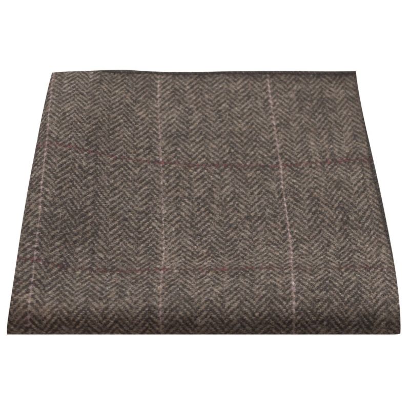 king & priory Luxury Herringbone Mocha Brown Pocket Square