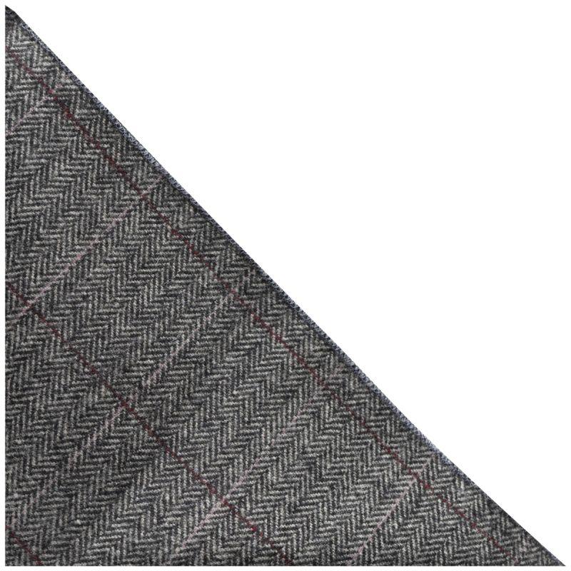 King & Priory Luxury Herringbone Pewter Grey Pocket Square