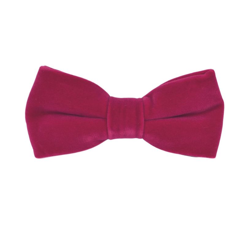 King & Priory Magenta Pink Velvet Bow Tie & Pocket Square Set
