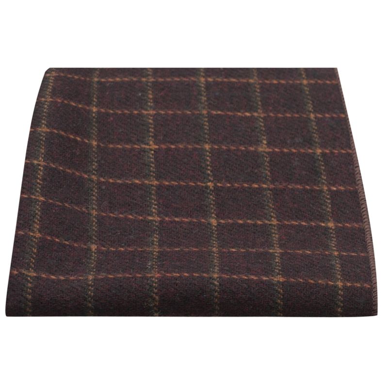 king & priory Merlot Red Tattersall Check Pocket Square