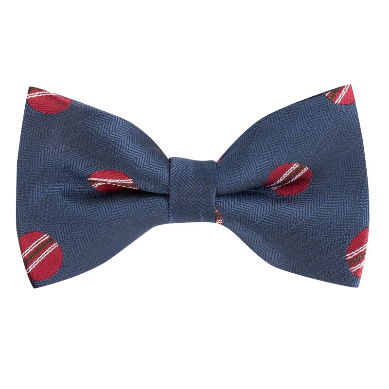 king & priory Navy Blue Cricket Ball Herringbone Bow Tie