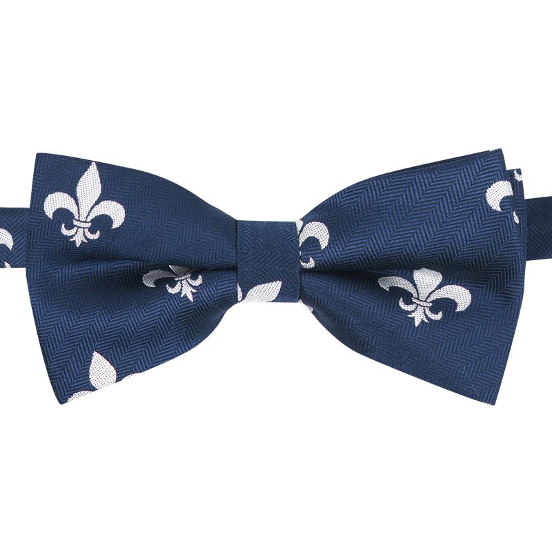 King & Priory Navy Blue Fleur De Lys Herringbone Bow Tie
