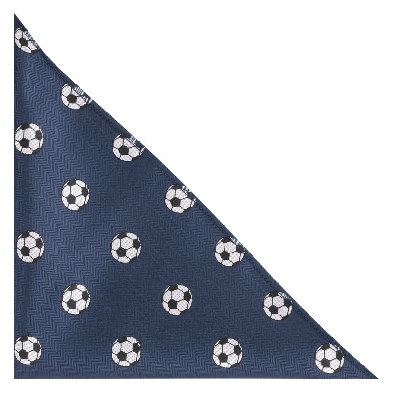 King & Priory Navy Blue Football Herringbone Pocket Square
