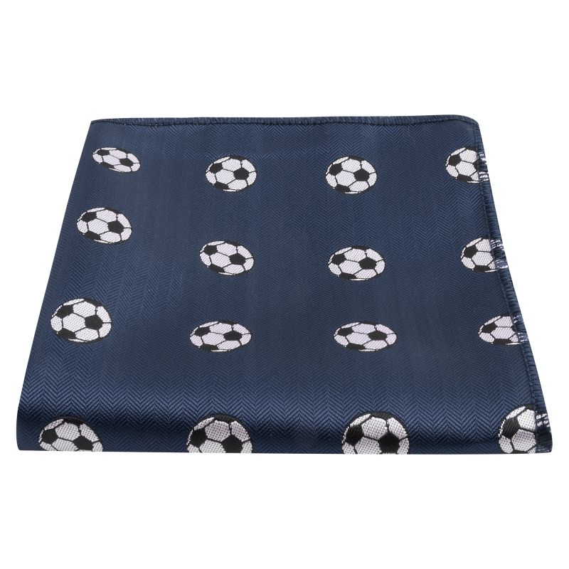 king & priory Navy Blue Football Herringbone Pocket Square