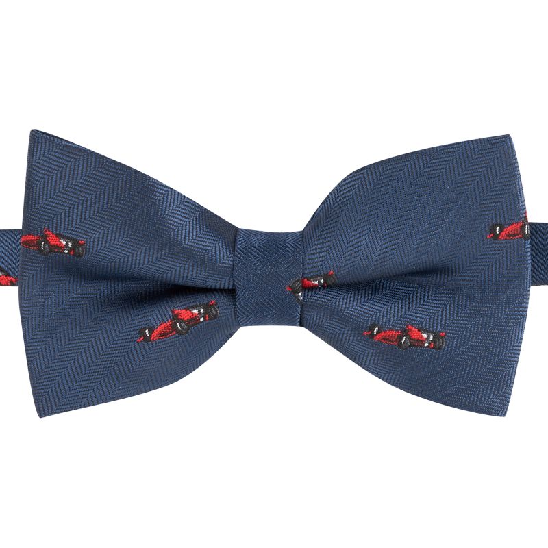 King & Priory Navy Blue Formula 1 Car Herringbone Bow Tie