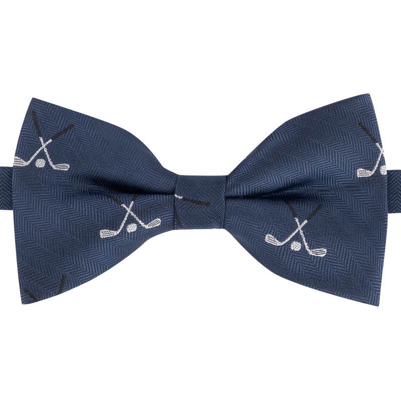 King & Priory Navy Blue Golf Clubs Herringbone Bow Tie