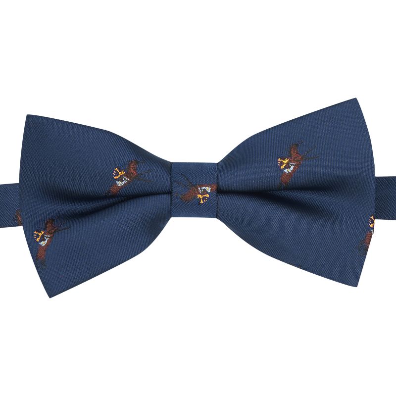 King & Priory Navy Blue Horse And Jockey Embroidered Bow Tie