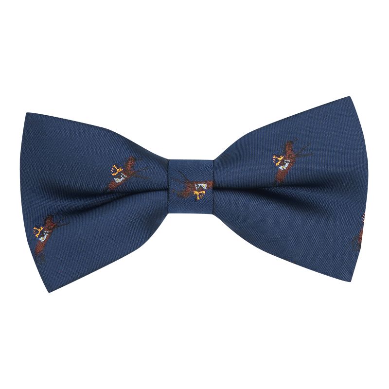 king & priory Navy Blue Horse and Jockey Embroidered Bow Tie
