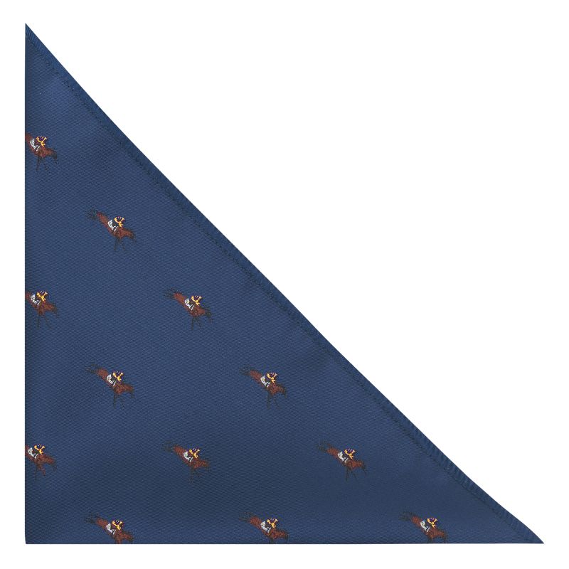 king & priory Navy Blue Horse and Jockey Embroidered Pocket Square