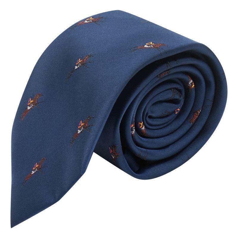 King & Priory Navy Blue Horse And Jockey Embroidered Tie