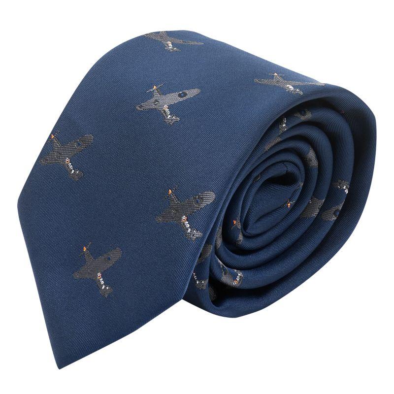King & Priory Navy Blue Hurricane Fighter Plane Embroidered Tie