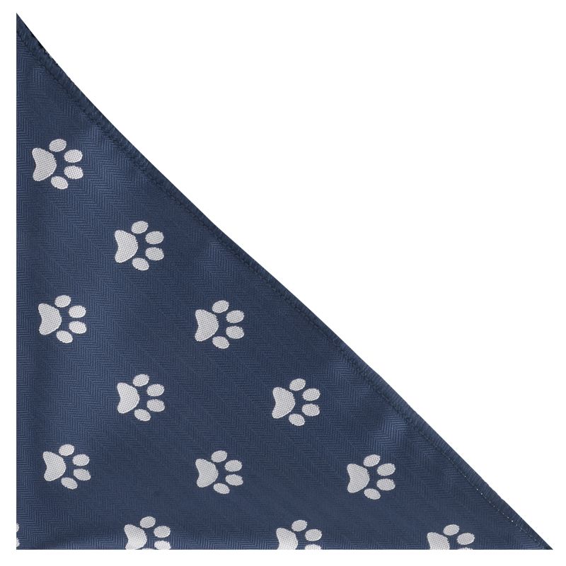 king & priory Navy Blue Paw Print Herringbone Pocket Square