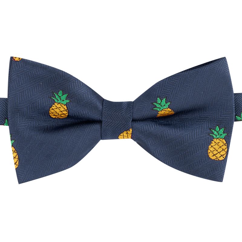King & Priory Navy Blue Pineapple Herringbone Bow Tie