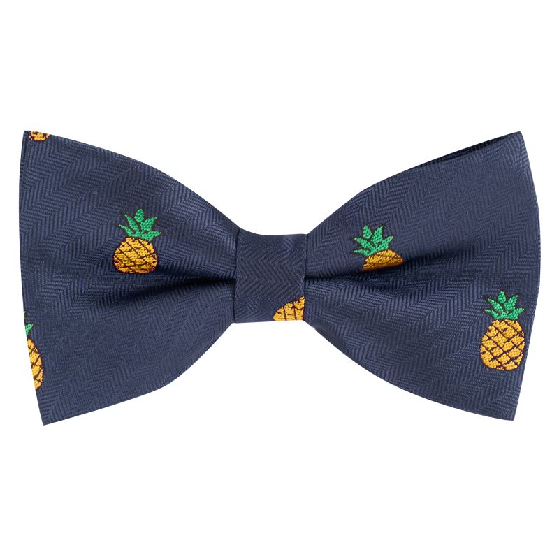 king & priory Navy Blue Pineapple Herringbone Bow Tie