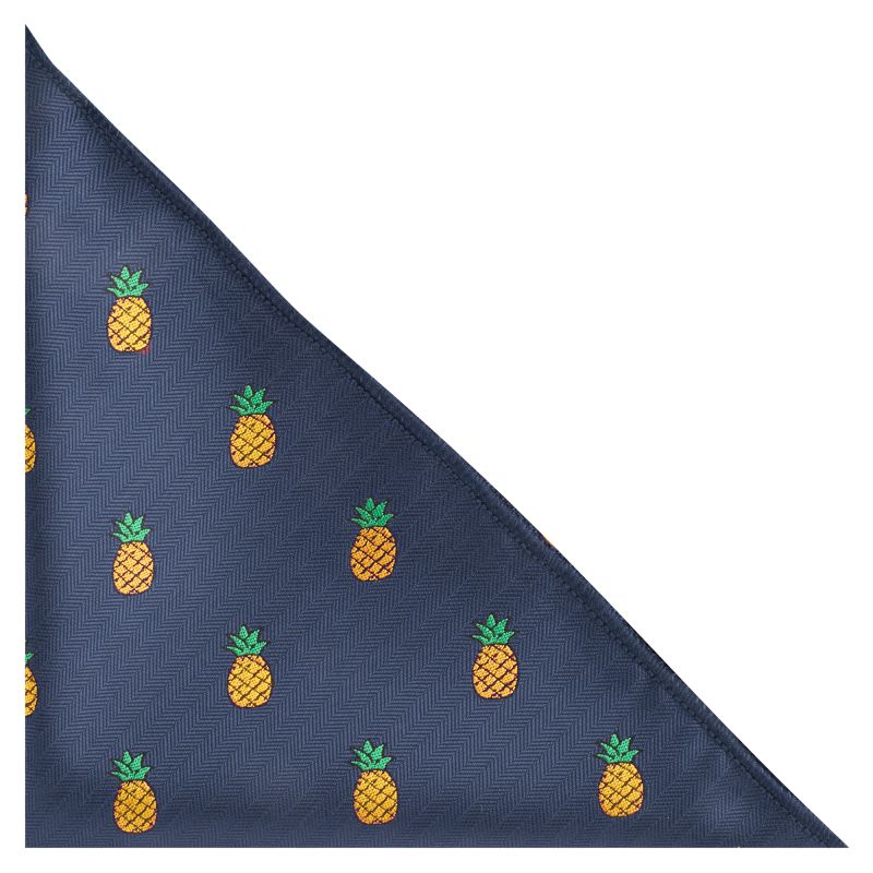 king & priory Navy Blue Pineapple Herringbone Pocket Square