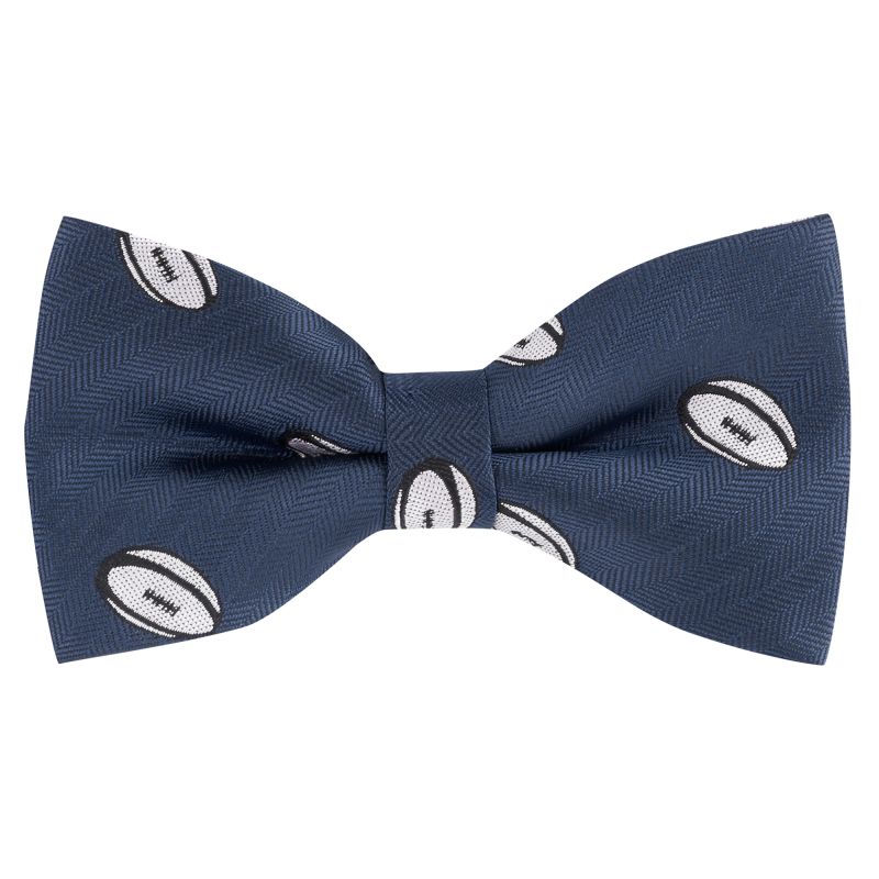 king & priory Navy Blue Rugby Ball Herringbone Bow Tie