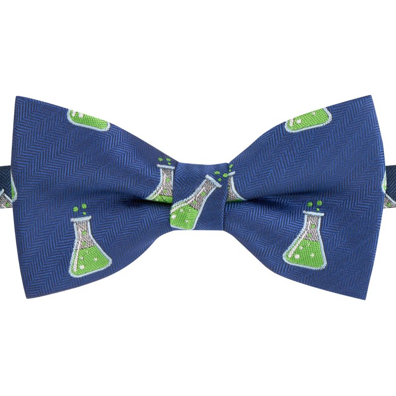 King & Priory Navy Blue Science Conical Flask Herringbone Bow Tie