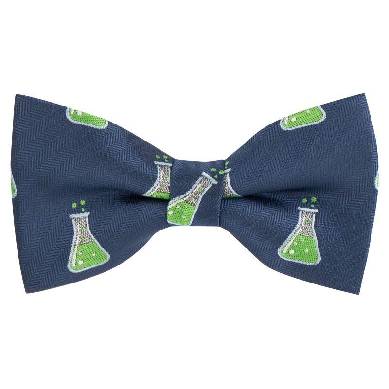 king & priory Navy Blue Science Conical Flask Herringbone Bow Tie