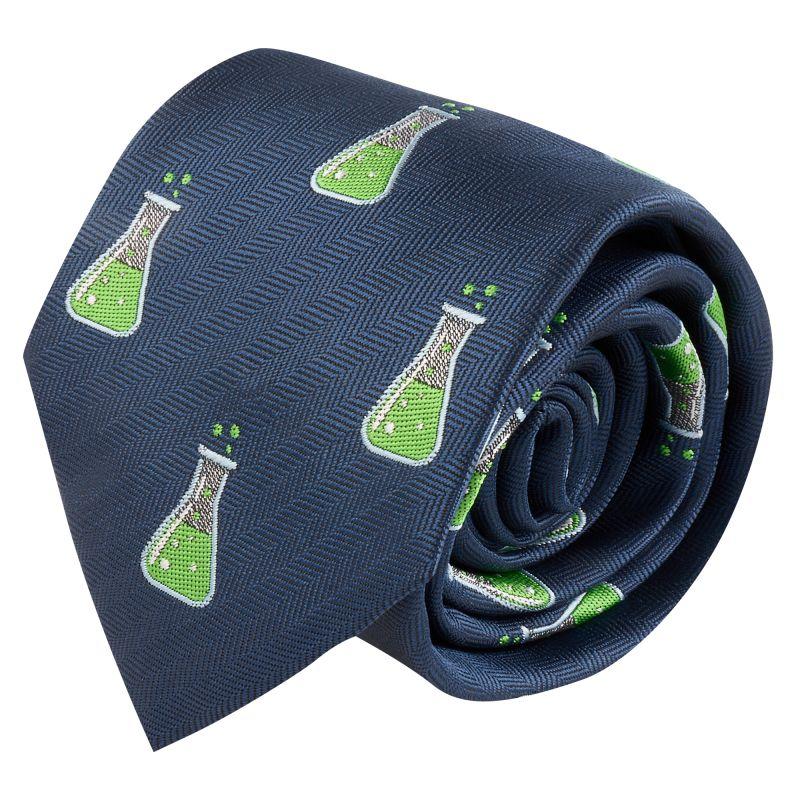 King & Priory Navy Blue Science Conical Flask Herringbone Tie