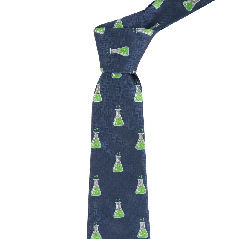king & priory Navy Blue Science Conical Flask Herringbone Tie