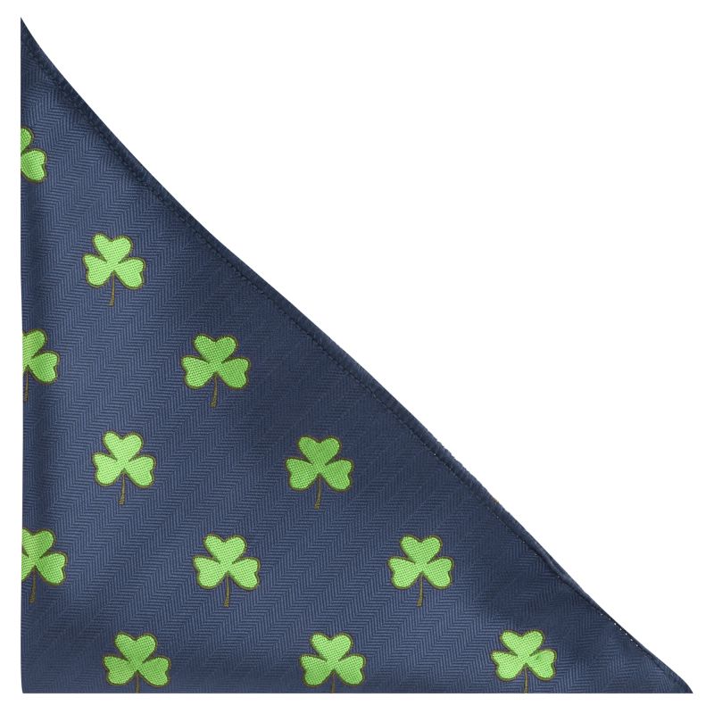 King & Priory Navy Blue Shamrock Herringbone Pocket Square