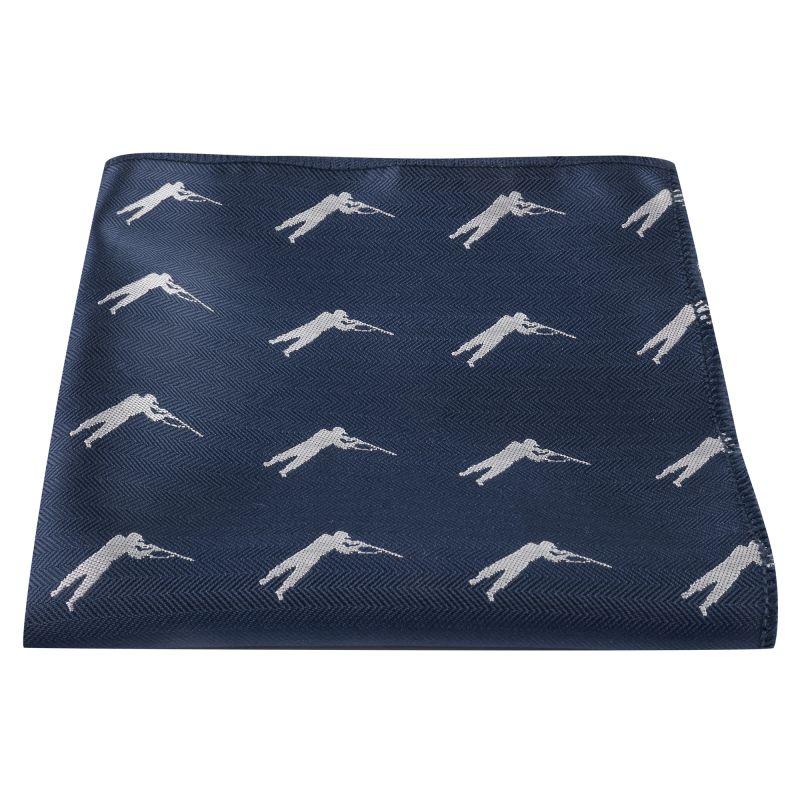 King & Priory Navy Blue Shooting / Gamekeeper Herringbone Pocket Square
