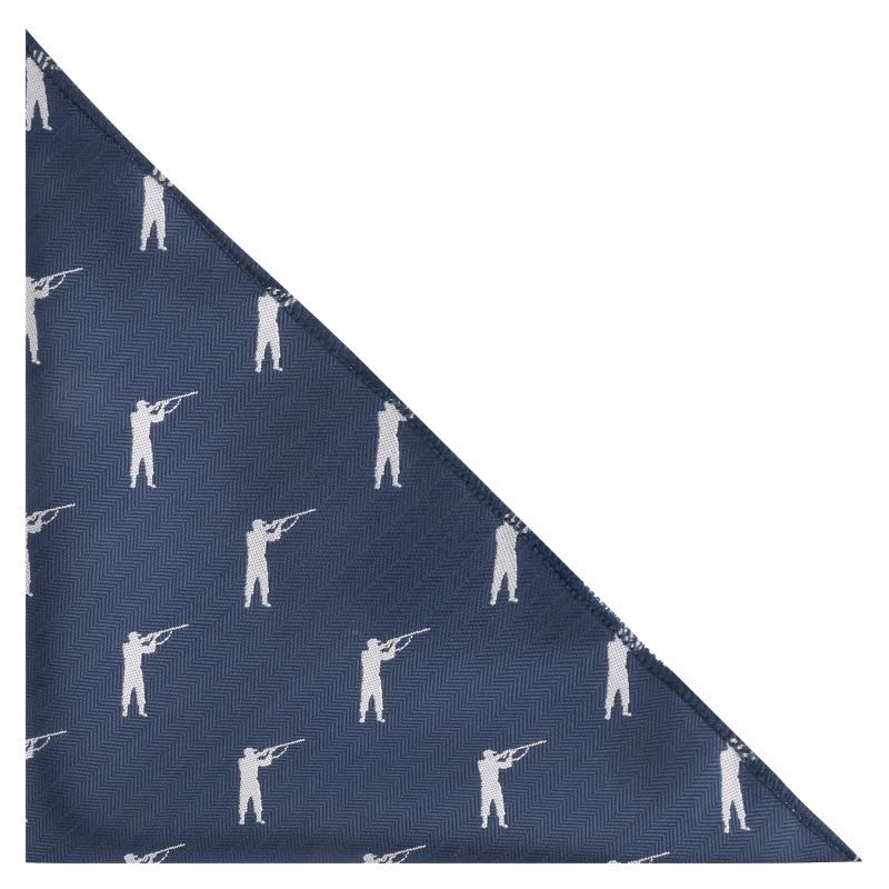 king & priory Navy Blue Shooting / Gamekeeper Herringbone Pocket Square