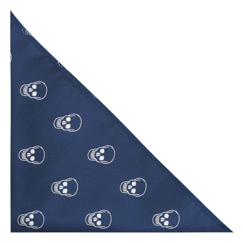 king & priory Navy Blue Skull Embroidered Pocket Square