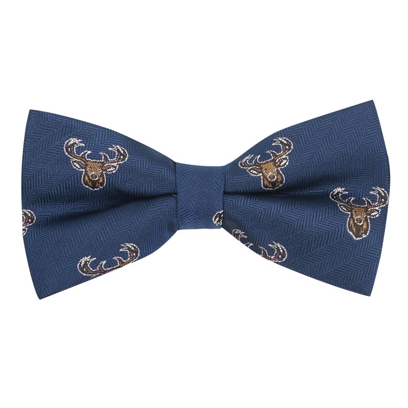 king & priory Navy Blue Stag Head Herringbone Bow Tie