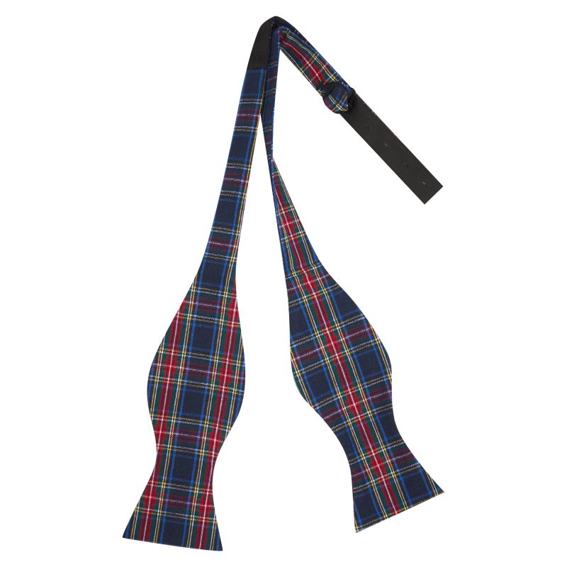 king & priory Navy Blue Tartan Check Self-Tie Bow Tie