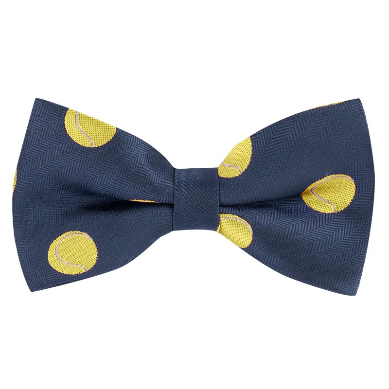 king & priory Navy Blue Tennis Ball Herringbone Bow Tie