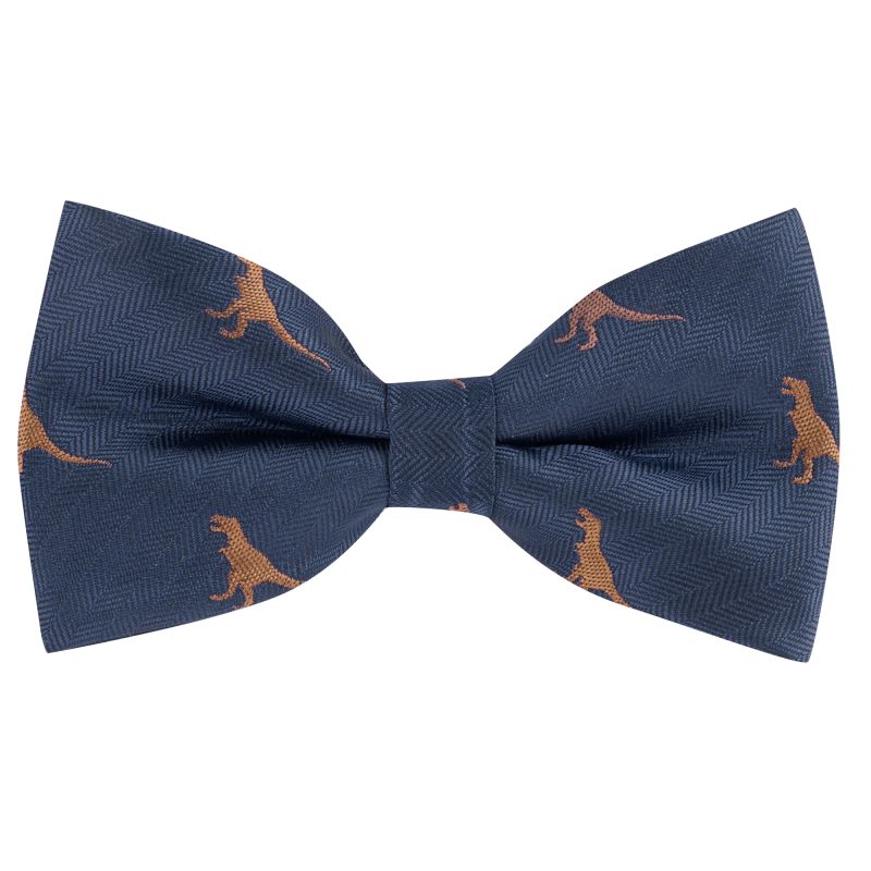 king & priory Navy Blue Tyrannosaurus Rex / T-Rex Herringbone Bow Tie