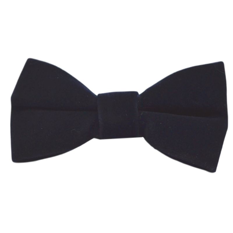 King & Priory Navy Blue Velvet Bow Tie & Pocket Square Set