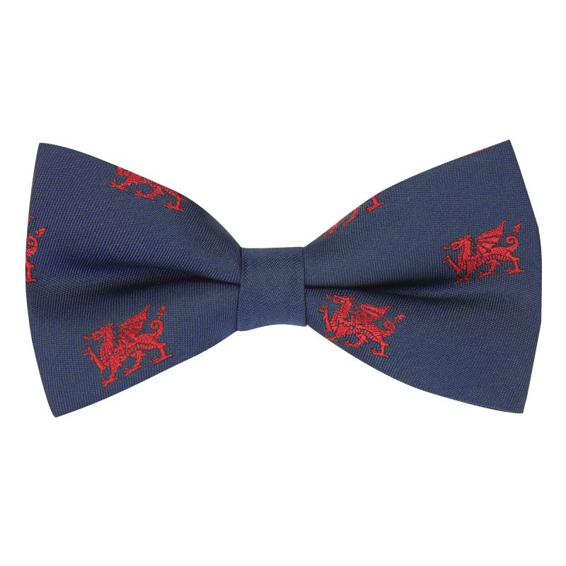 king & priory Navy Blue Welsh Dragon Embroidered Bow Tie