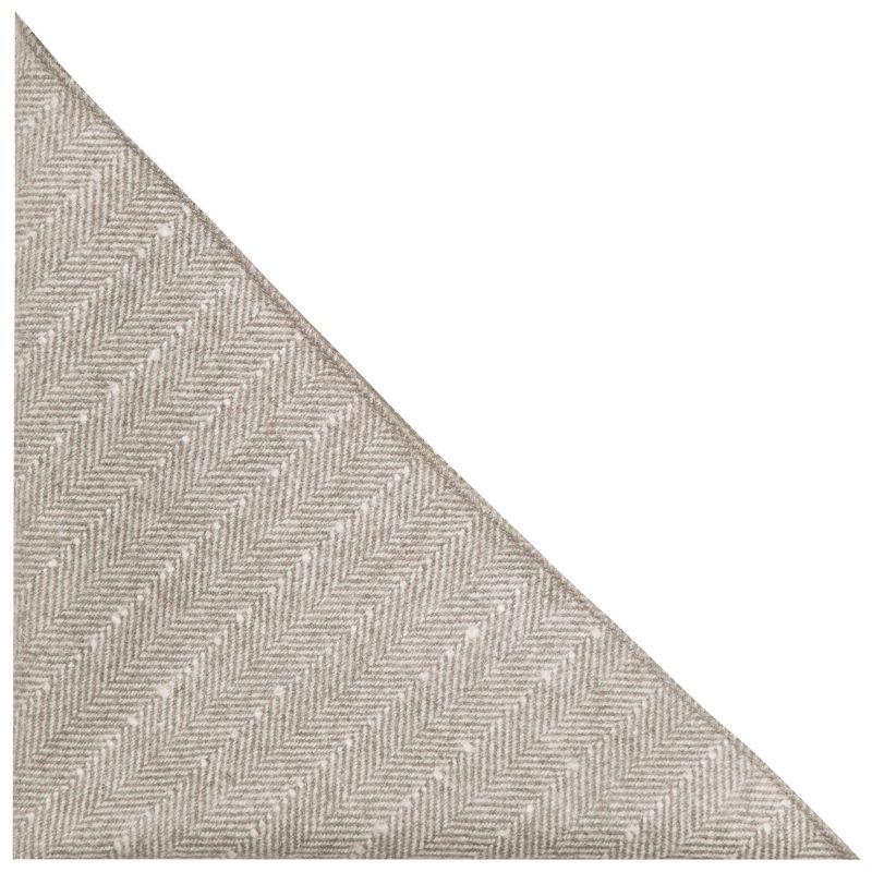 King & Priory Oatmeal Herringbone With Pinstripe Pocket Square