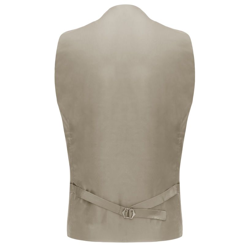 King & Priory Oatmeal Herringbone With Pinstripe Waistcoat