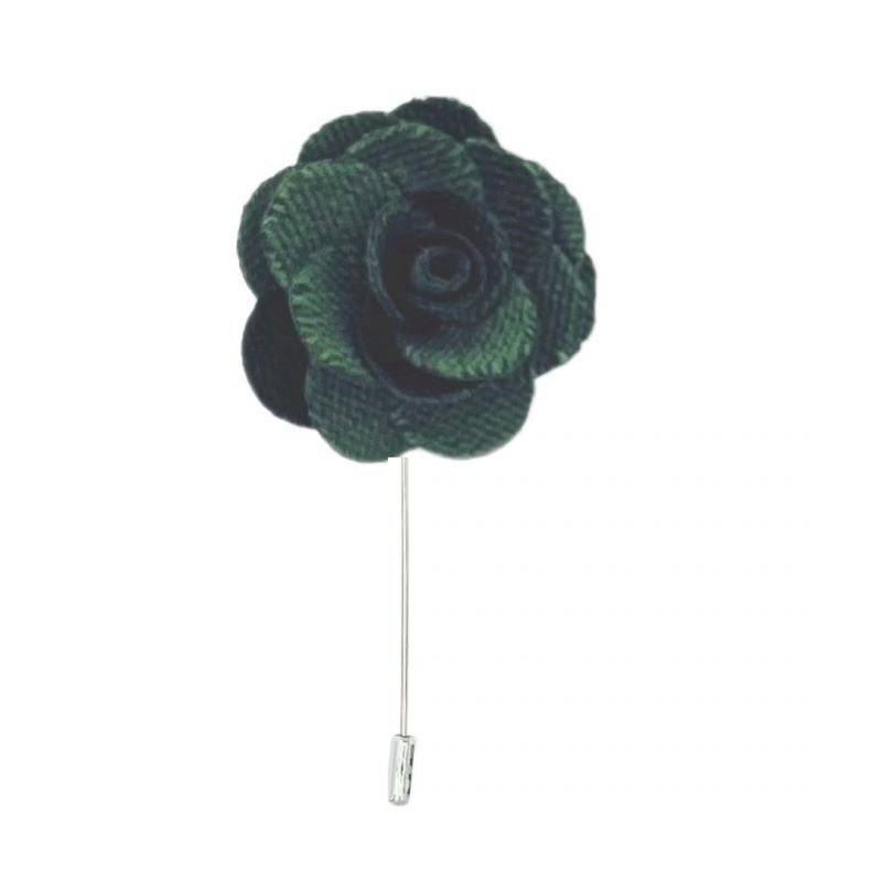 king & priory Olive Green Velvet Flower/Rose Lapel Pin