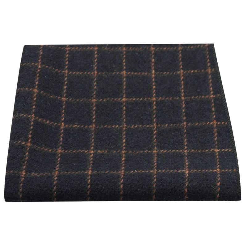 king & priory Oxford Blue Tattersall Check Pocket Square