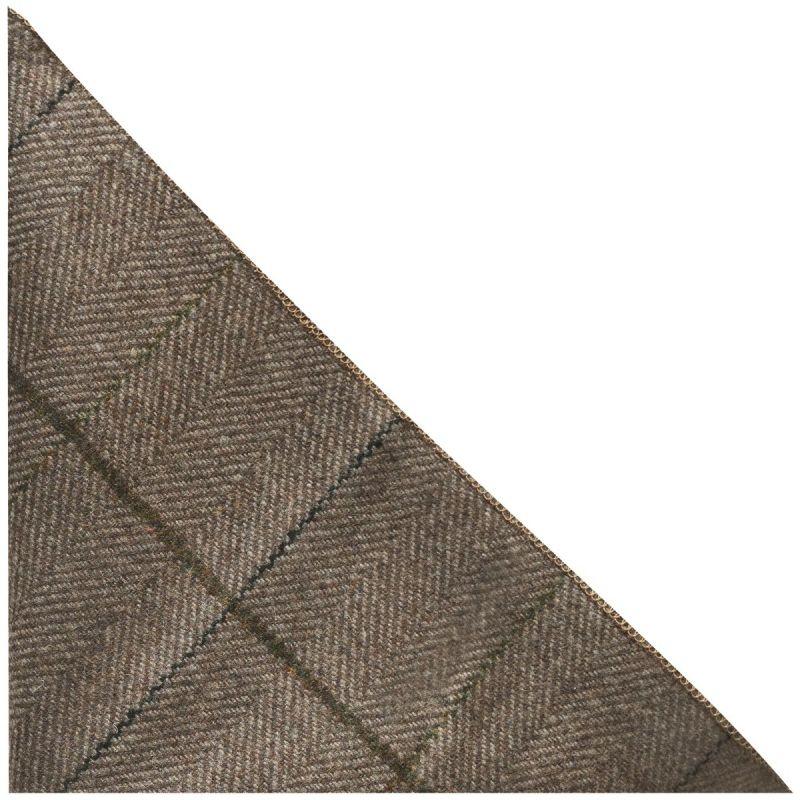 King & Priory Peanut Brown Herringbone Check Pocket Square