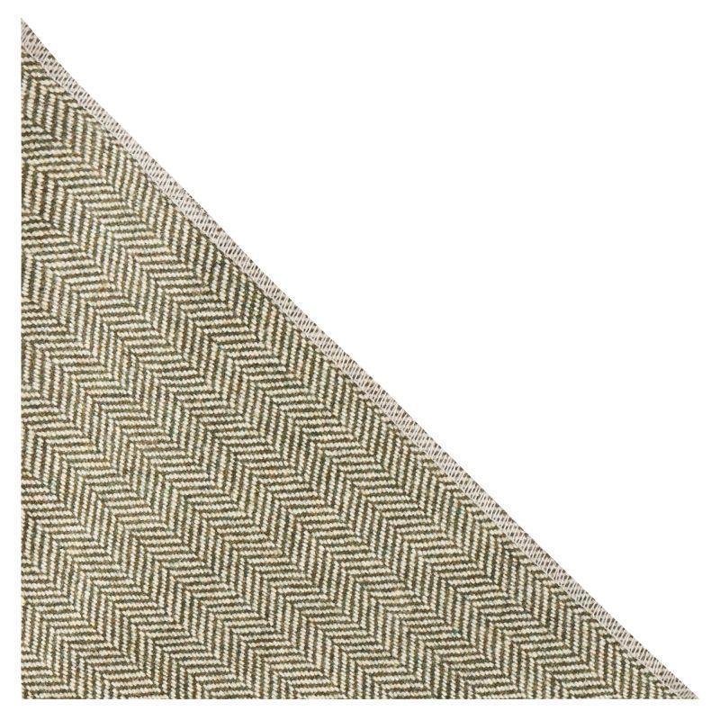 king & priory Pine Green Herringbone Wool Pocket Square