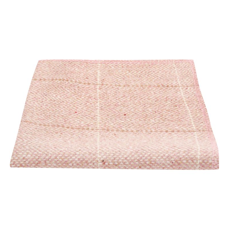 King & Priory Pink Herringbone Windowpane Check Tweed Pocket Square