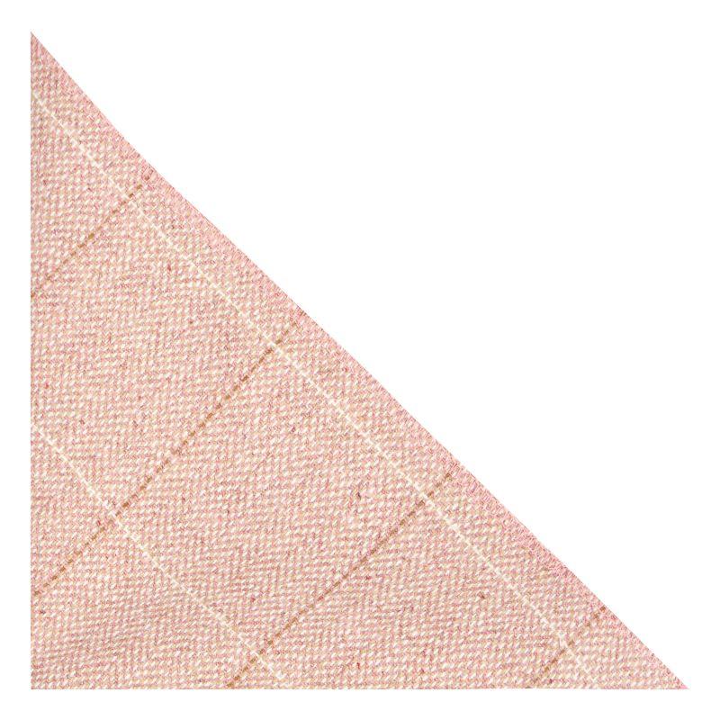 king & priory Pink Herringbone Windowpane Check Tweed Pocket Square