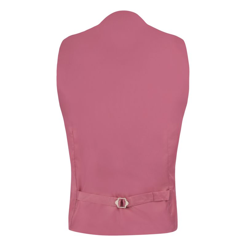 king & priory Pink Herringbone Windowpane Check Waistcoat with Lapel