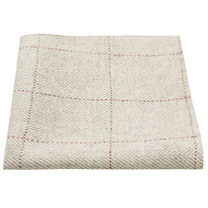 king & priory Platinum Grey Herringbone Pocket Square