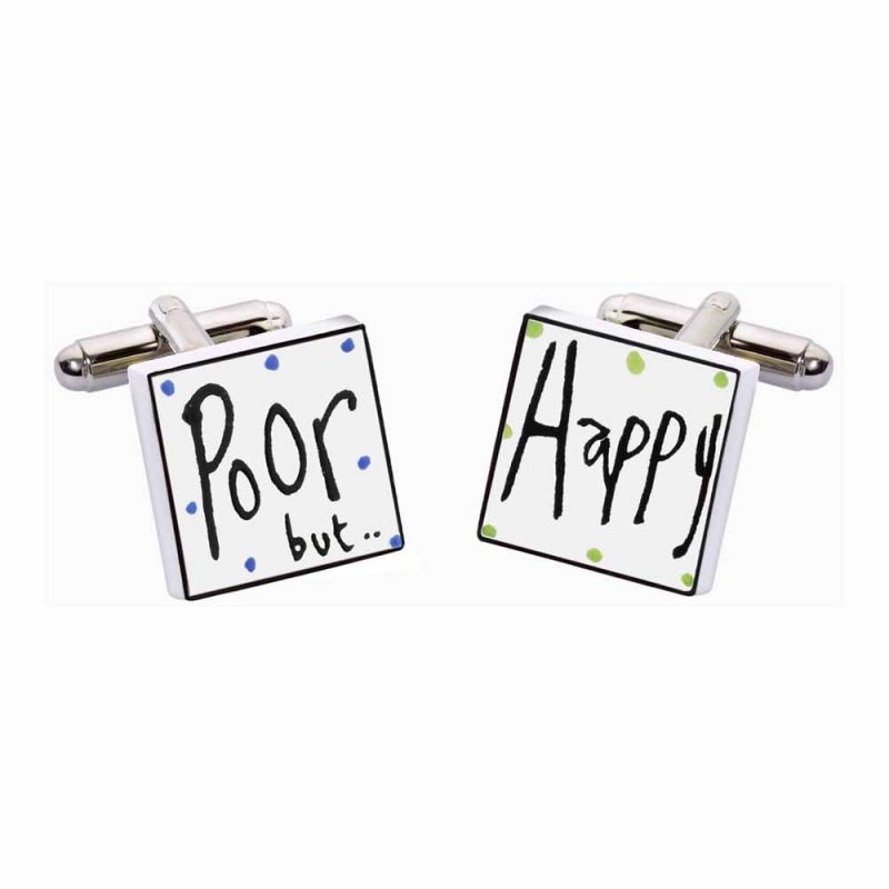 king & priory Poor But Happy Cufflinks by Sonia Spencer