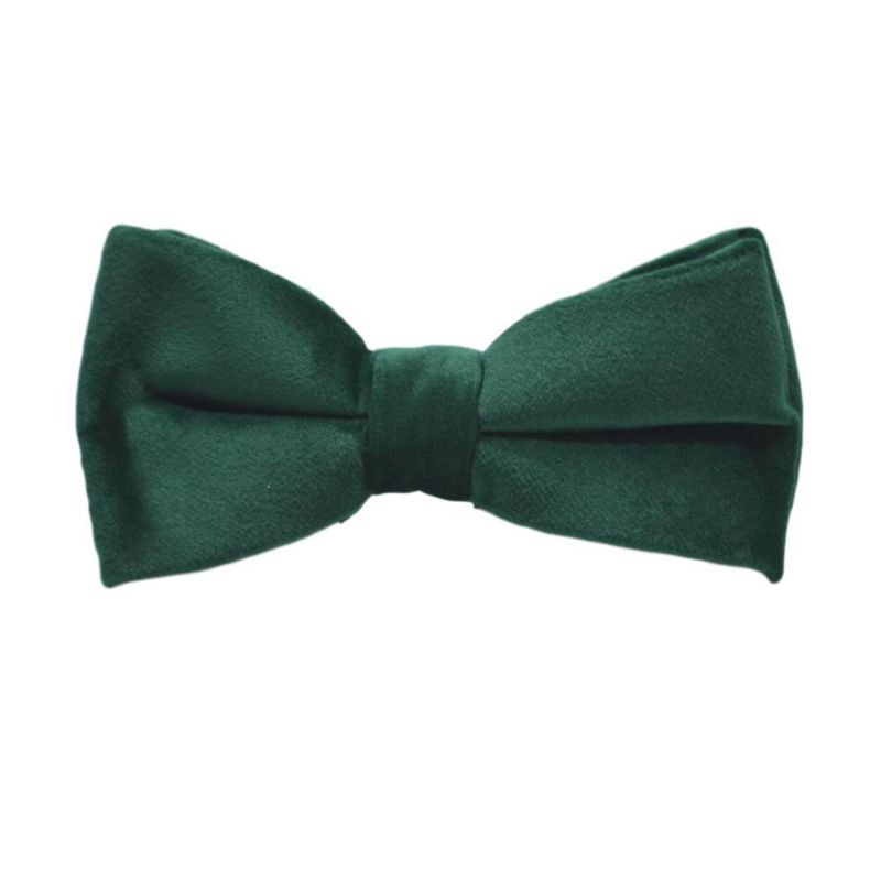 King & Priory Racing Green Velvet Bow Tie & Pocket Square Set