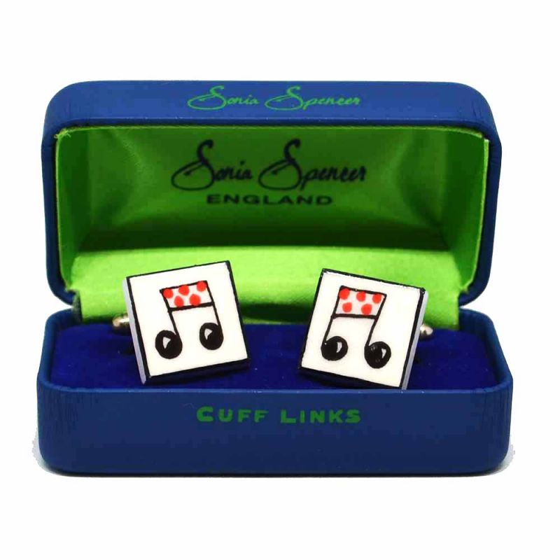 King & Priory Red Musical Notes Cufflinks By Sonia Spencer