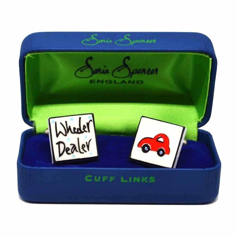 King & Priory Red Wheeler Dealer Cufflinks By Sonia Spencer