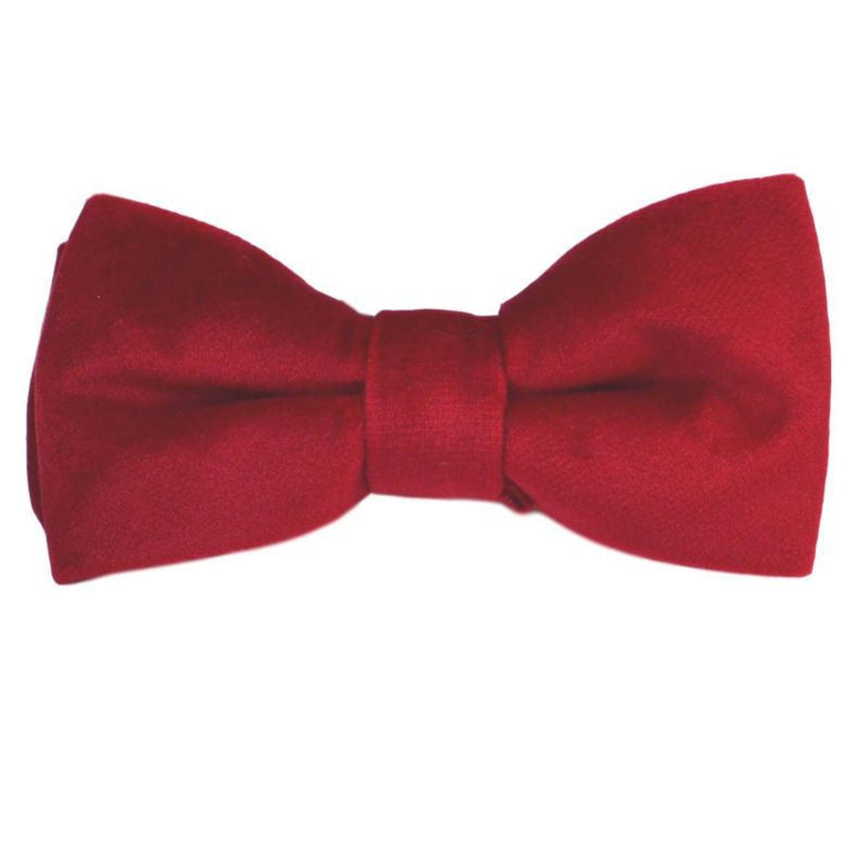 King & Priory Rosso Red Velvet Bow Tie & Pocket Square Set