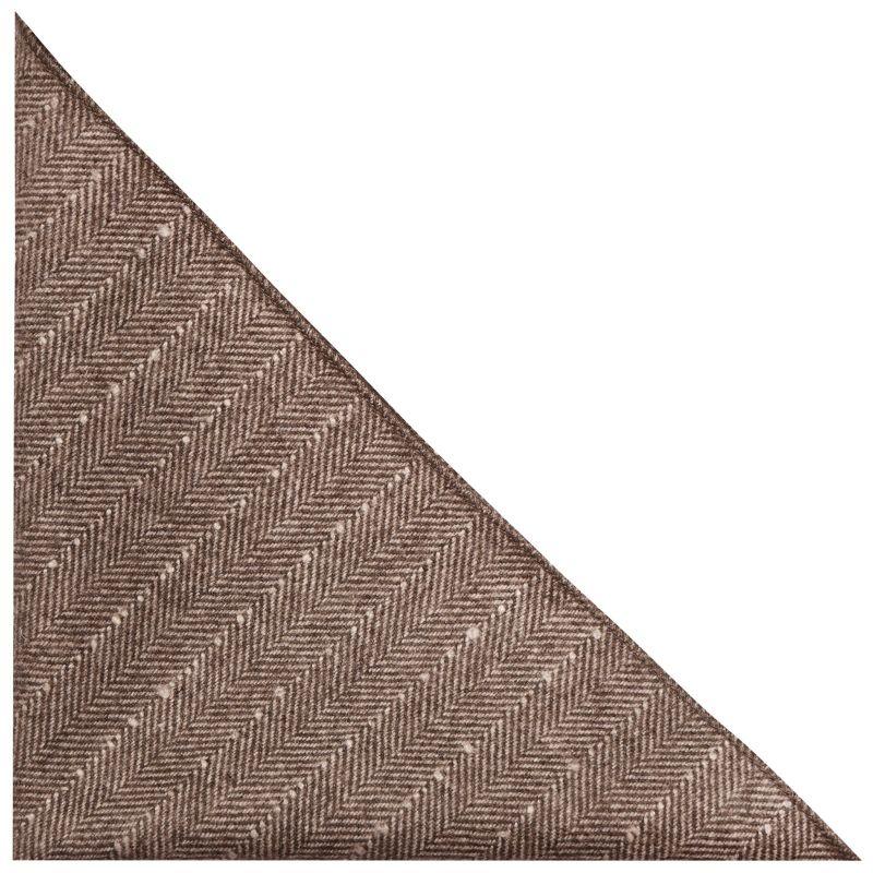 King & Priory Saddle Brown Herringbone With Pinstripe Pocket Square